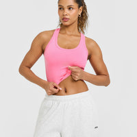 Cotton Fitted Mid Vest | Peony Pink