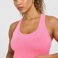 Cotton Fitted Mid Vest | Peony Pink