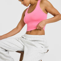 Cotton Fitted Mid Vest | Peony Pink