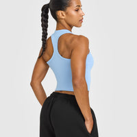 Cotton Fitted Mid Vest | Washed Powdered Blue