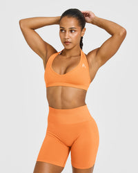 Effortless Seamless Halter Neck Sports Bra | Apricot Orange