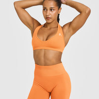 Effortless Seamless Halter Neck Sports Bra | Apricot Orange