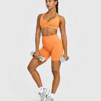 Effortless Seamless Halter Neck Sports Bra | Apricot Orange