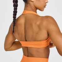 Effortless Seamless Halter Neck Sports Bra | Apricot Orange