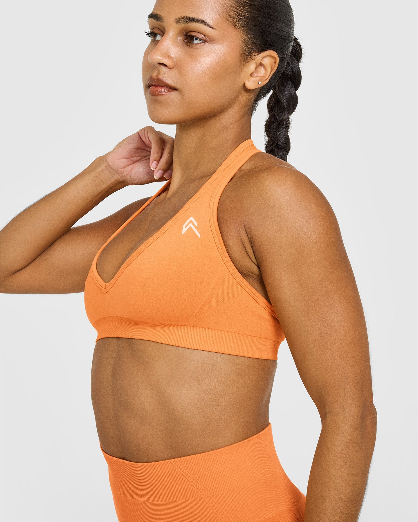 Effortless Seamless Halter Neck Sports Bra | Apricot Orange