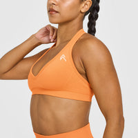 Effortless Seamless Halter Neck Sports Bra | Apricot Orange