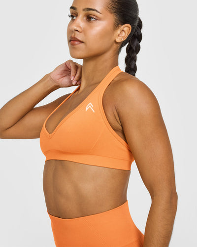 Effortless Seamless Halter Neck Sports Bra | Apricot Orange