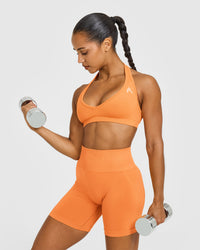 Effortless Seamless Halter Neck Sports Bra | Apricot Orange