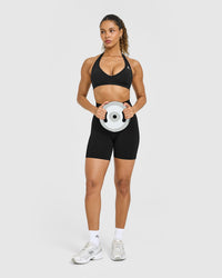 Effortless Seamless Halter Neck Sports Bra | Black