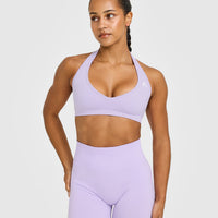 Effortless Seamless Halter Neck Sports Bra | Lavender Purple