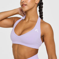 Effortless Seamless Halter Neck Sports Bra | Lavender Purple