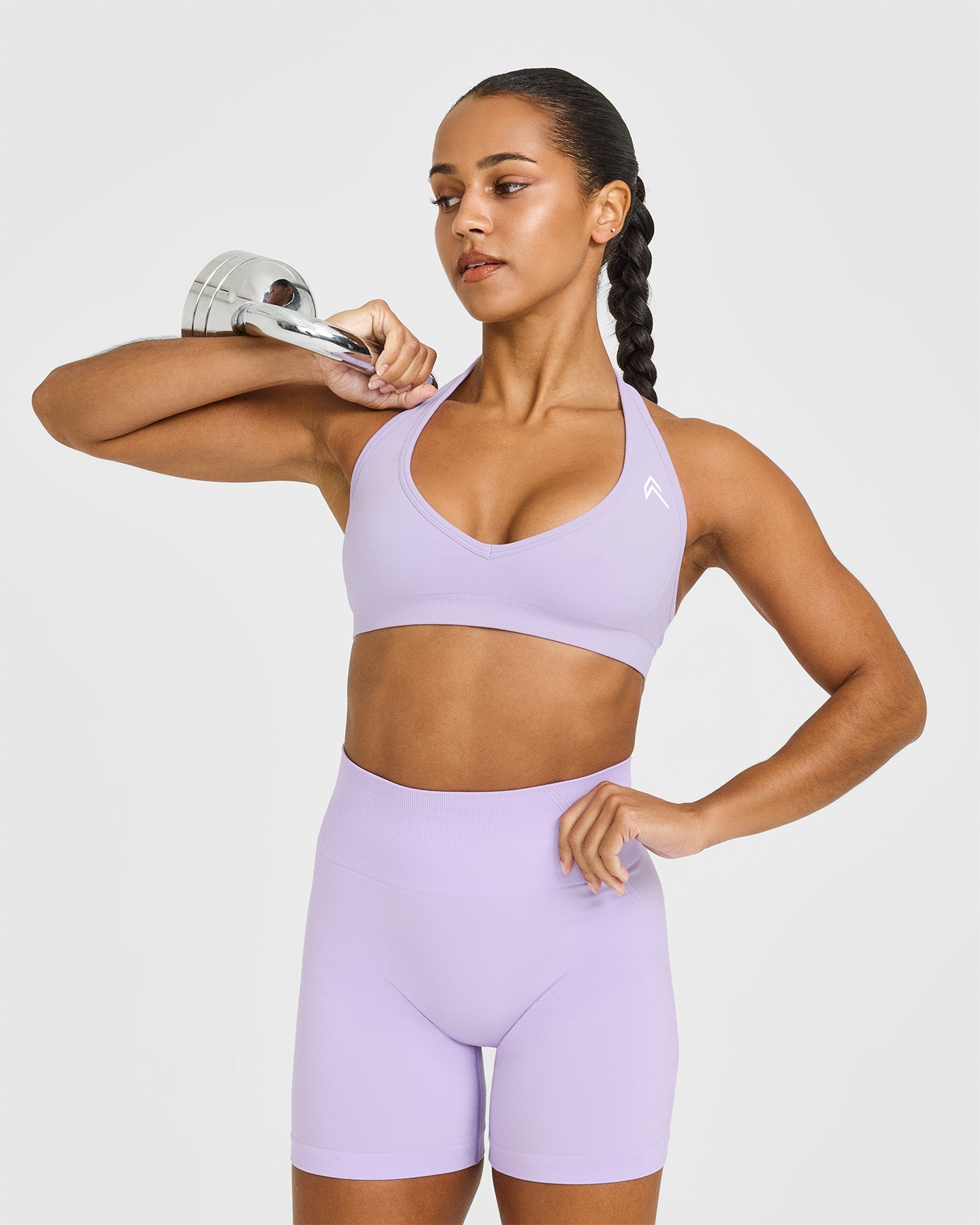 Effortless Seamless Halter Neck Sports Bra | Lavender Purple
