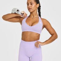 Effortless Seamless Halter Neck Sports Bra | Lavender Purple