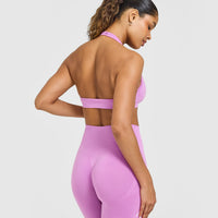 Effortless Seamless Halter Neck Sports Bra | Orchid Purple