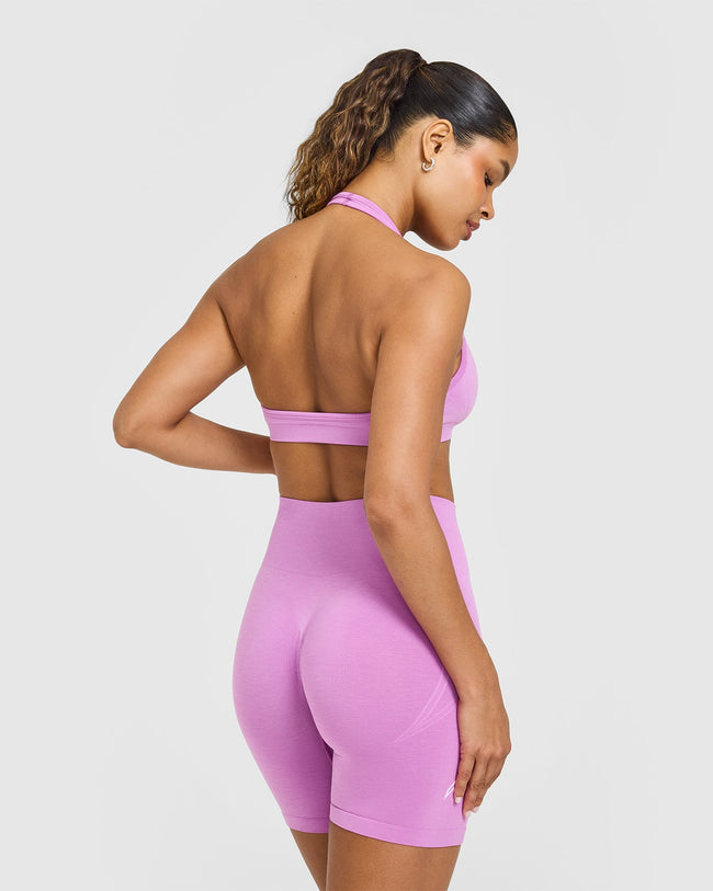 Effortless Seamless Halter Neck Sports Bra | Orchid Purple