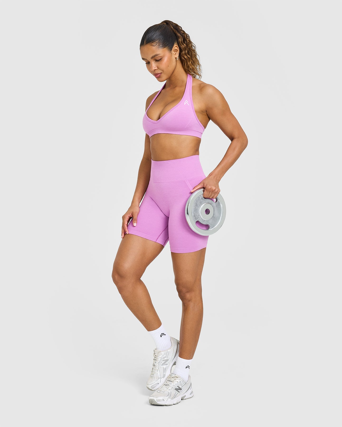 Effortless Seamless Halter Neck Sports Bra | Orchid Purple