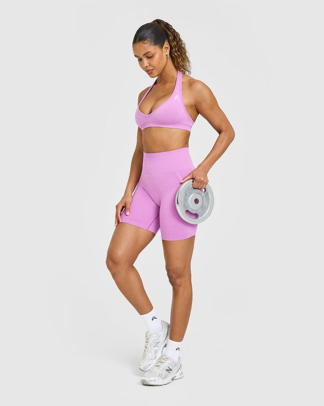 Effortless Seamless Halter Neck Sports Bra | Orchid Purple
