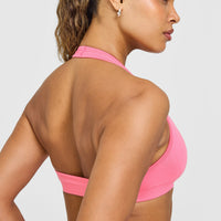 Effortless Seamless Halter Neck Sports Bra | Peony Pink