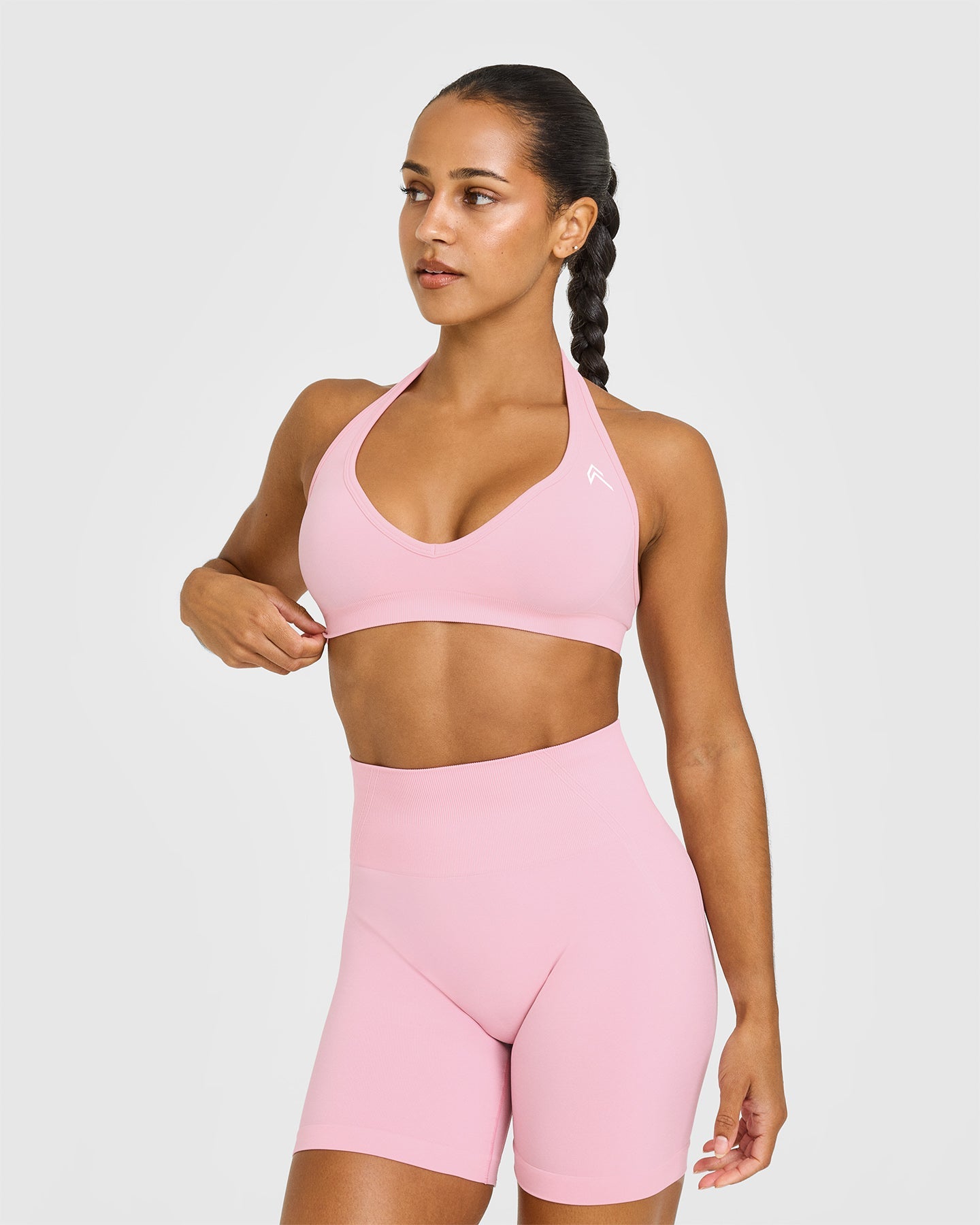 Effortless Seamless Halter Neck Sports Bra | Petal Pink
