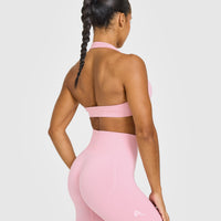 Effortless Seamless Halter Neck Sports Bra | Petal Pink
