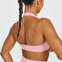 Effortless Seamless Halter Neck Sports Bra | Petal Pink