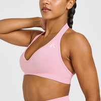 Effortless Seamless Halter Neck Sports Bra | Petal Pink