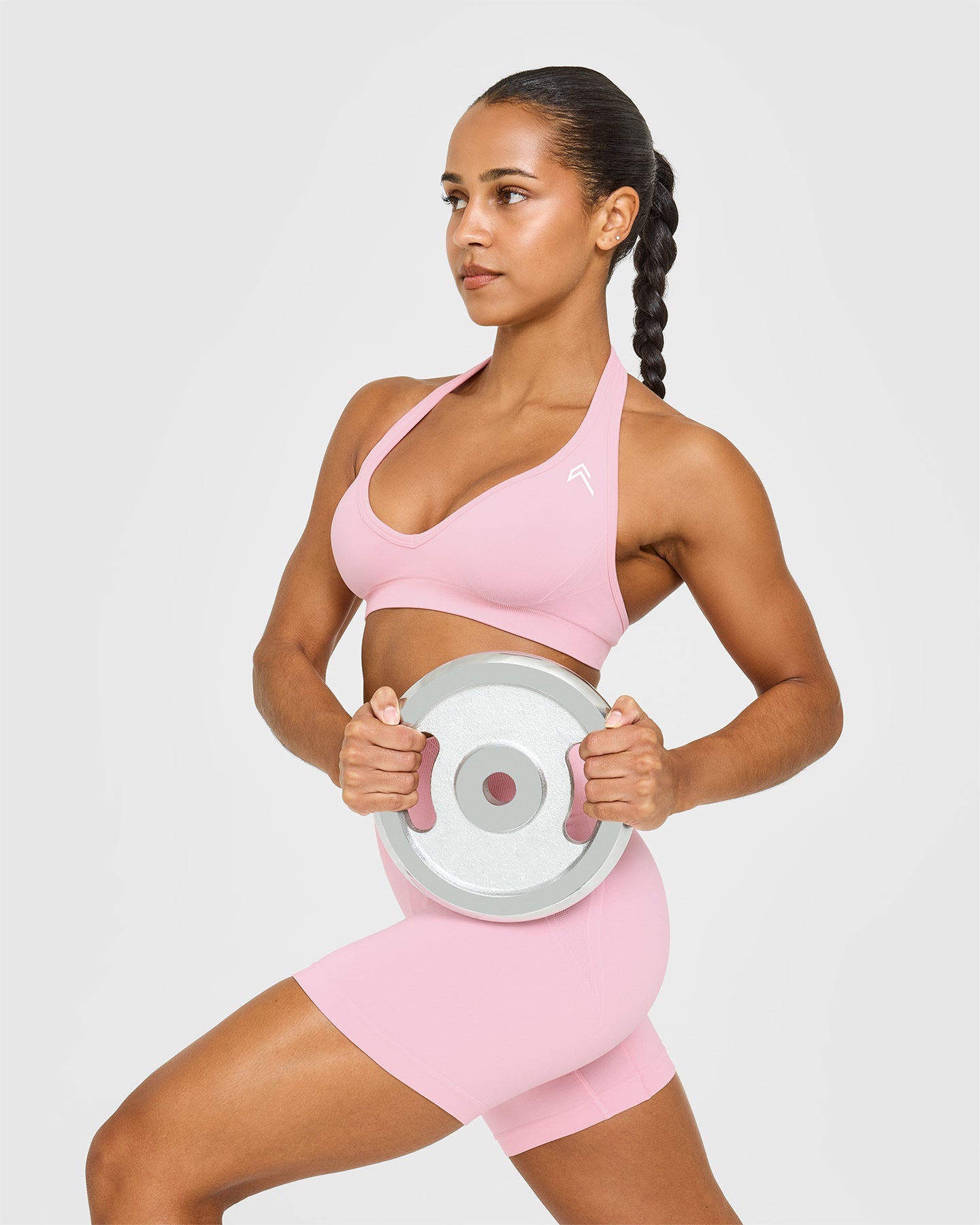Effortless Seamless Halter Neck Sports Bra | Petal Pink