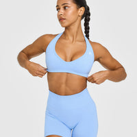 Effortless Seamless Halter Neck Sports Bra | Powdered Blue
