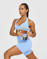 Effortless Seamless Halter Neck Sports Bra | Powdered Blue