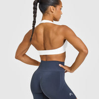 Effortless Seamless Halter Neck Sports Bra | White