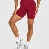 Effortless Seamless Shorts with White Logo | Claret Red