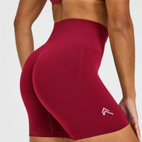 Effortless Seamless Shorts with White Logo | Claret Red