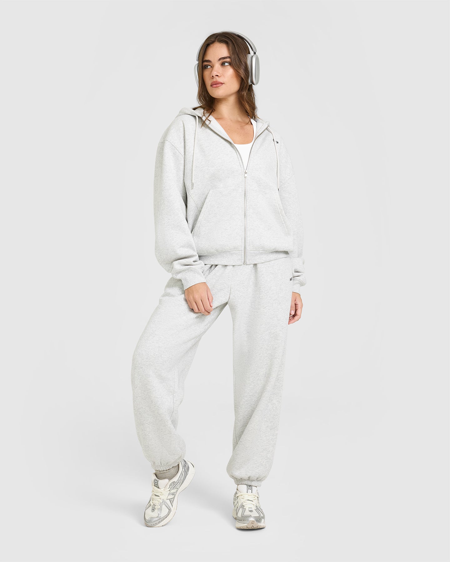 Foundations Zip Through Hoodie | Light Grey Marl