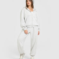 Foundations Zip Through Hoodie | Light Grey Marl