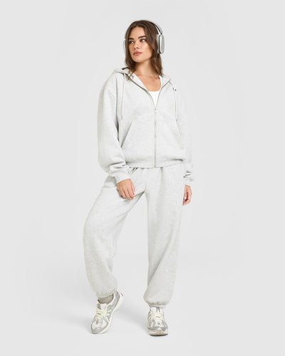 Foundations Zip Through Hoodie | Light Grey Marl