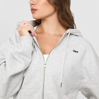 Foundations Zip Through Hoodie | Light Grey Marl