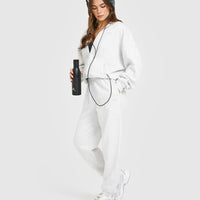 Mid Weight Relaxed Zip Through Hoodie | Light Grey Marl