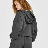 Raw Lounge Oversized Zip Hoodie | Washed Black