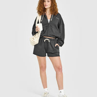 Raw Lounge Oversized Zip Hoodie | Washed Black