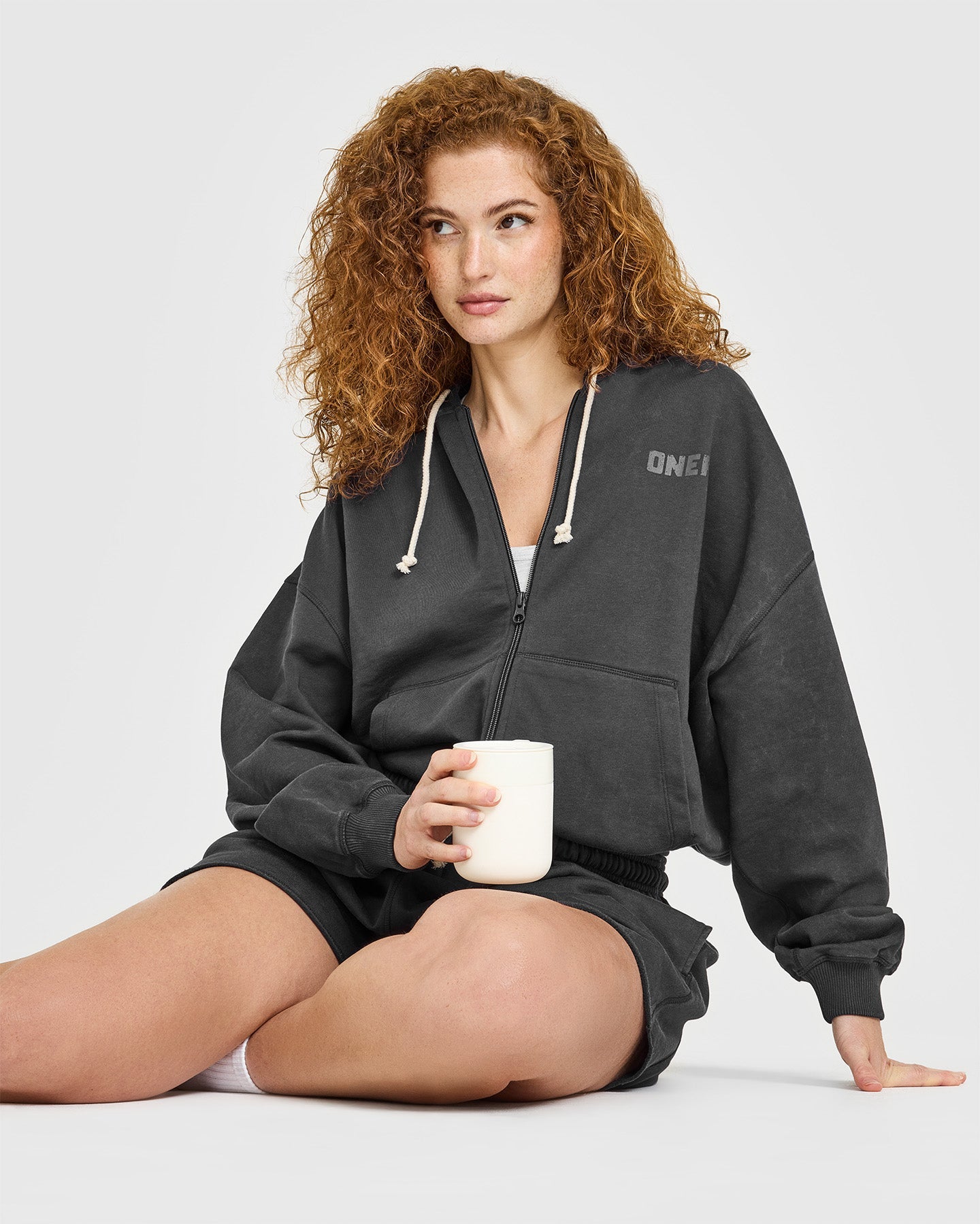 Raw Lounge Oversized Zip Hoodie | Washed Black