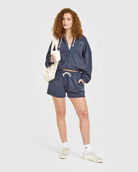 Raw Lounge Oversized Zip Hoodie | Washed True Blue