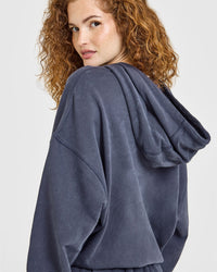 Raw Lounge Oversized Zip Hoodie | Washed True Blue