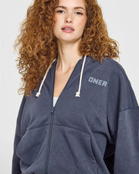 Raw Lounge Oversized Zip Hoodie | Washed True Blue