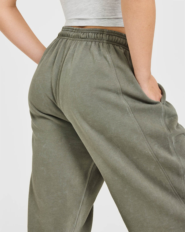 Raw Lounge Wide Leg Joggers | Washed Alpine Green