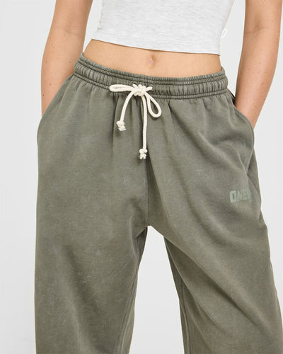 Raw Lounge Wide Leg Joggers | Washed Alpine Green