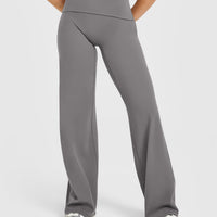 SoftMotion™ Fold Over Straight Leg Bottoms | Ash Grey