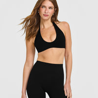 SoftMotion™ Minimal Halter Neck Bralette | Black