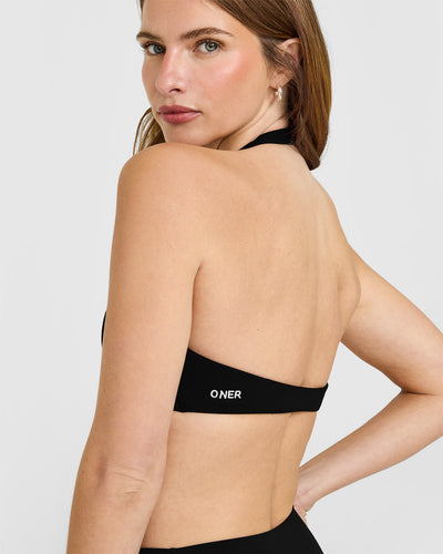SoftMotion™ Minimal Halter Neck Bralette | Black