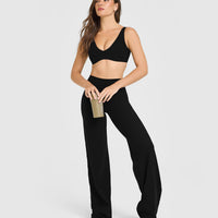 SoftMotion™ Scoop Back Bralette with White Logo | Black