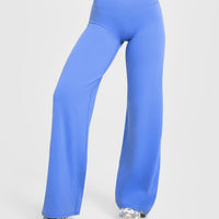 SoftMotion™ Straight Leg Bottoms with White Logo | Glaucous Blue